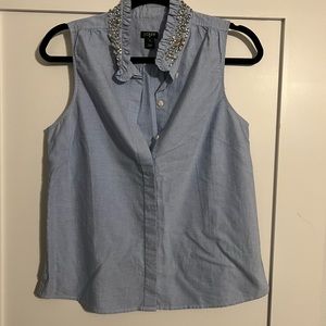 JCrew Jeweled neck button down